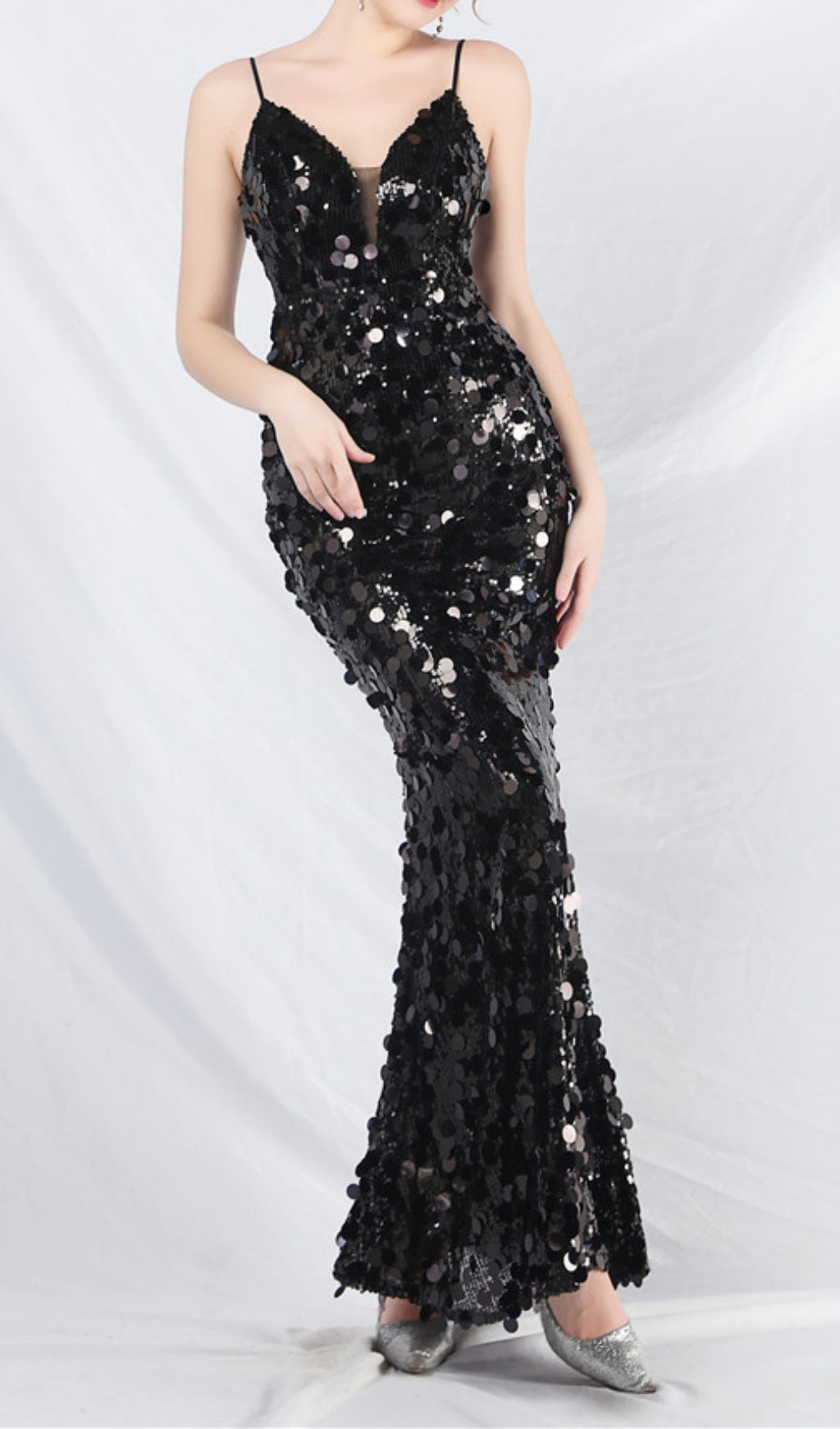 Chole Black Strappy Sequin Maxi Dress Flowering Girl