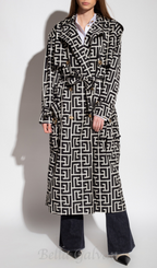 black monogrammed trench coat Flowering Girl