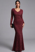 burgundy floral lace mermaid dress Flowering Girl