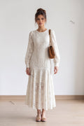 Ivory Lace Drop-Waist Trumpet Dress Flowering Girl