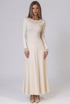Cream Fine Knit Jersey Fit-and-Flare Dress Flowering Girl