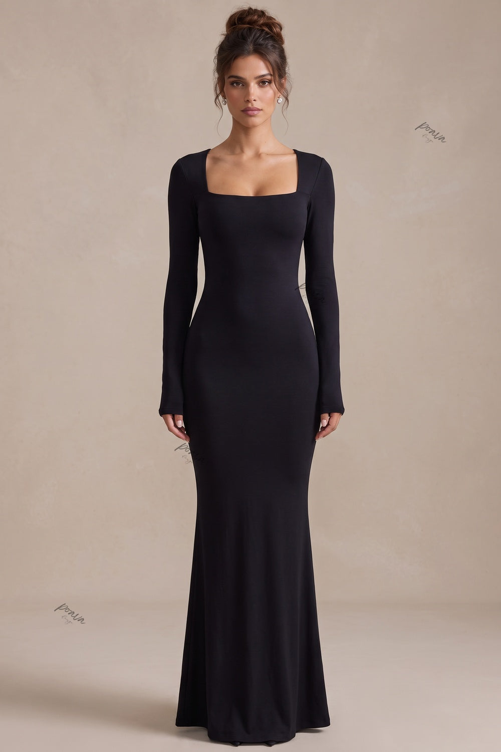 Black Stretch Knit Mermaid Dress Flowering Girl