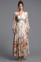 Cream Chiffon A-Line Tiered Maxi Dress Flowering Girl
