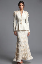 Ivory Corded Floral Lace Two-Piece Skirt Suit Flowering Girl