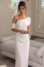 Ivory Crepe Column Maxi Dress Flowering Girl