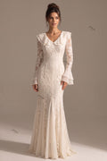 Cream Floral Lace Mermaid Floor-Length Dress Flowering Girl