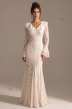 Cream Floral Lace Mermaid Floor-Length Dress Flowering Girl