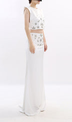 Juro White Diamante Two-Piece Set Flowering Girl