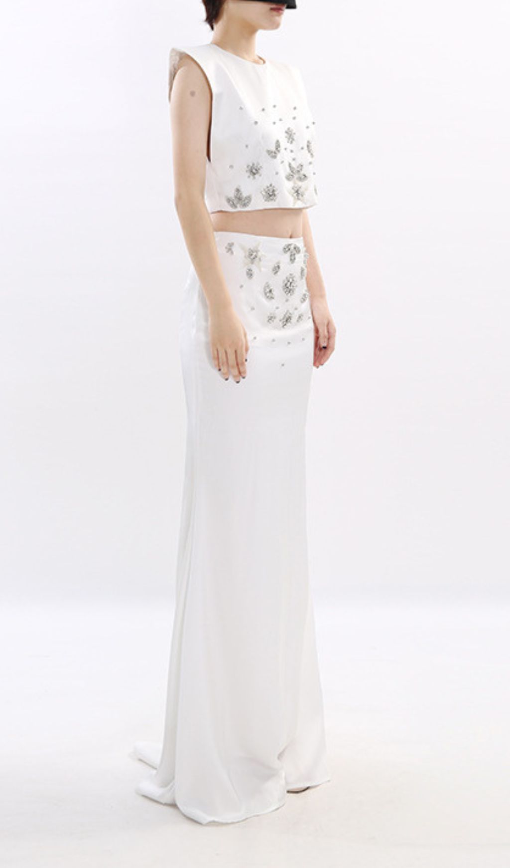 Juro White Diamante Two-Piece Set Flowering Girl
