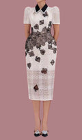 Poker Patterns Embellished Midi Dress In White Flowering Girl