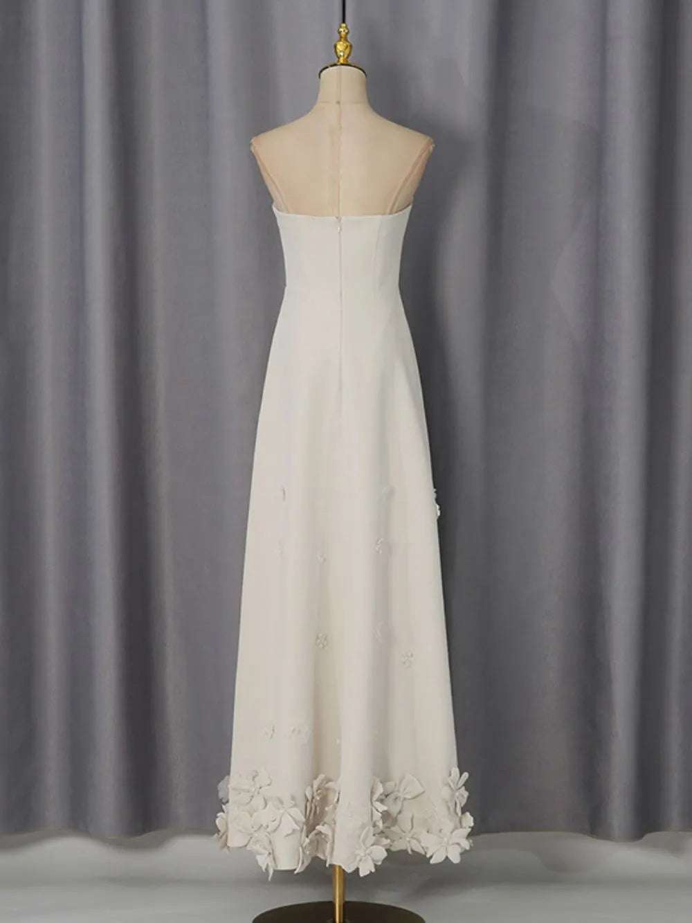 Melis Grey Strapless Flower Maxi Dress Flowering Girl