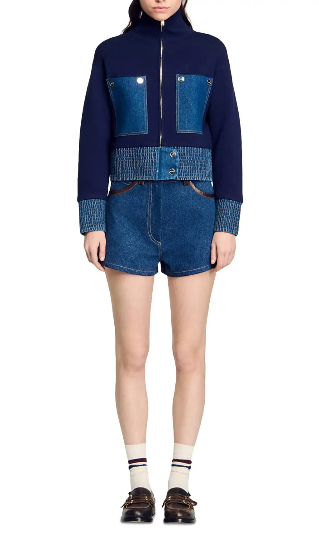 Vancouver Denim Trim Knit Jacket Flowering Girl