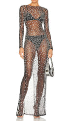 Sequin Lace Perspective Dress In Black Flowering Girl