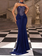 Malika Blue Sequin Gown Flowering Girl