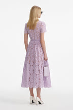 Lilac Lace Button Front Midi Dress Flowering Girl