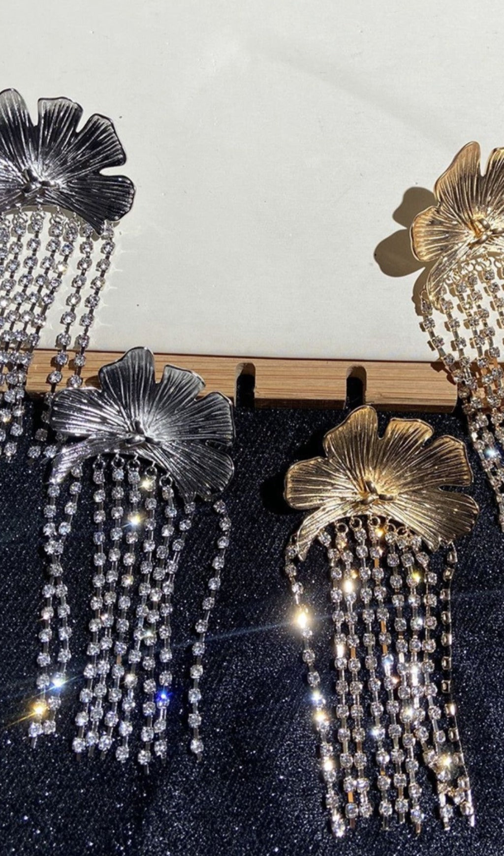 Flower Crystal Fringe Earrings Flowering Girl