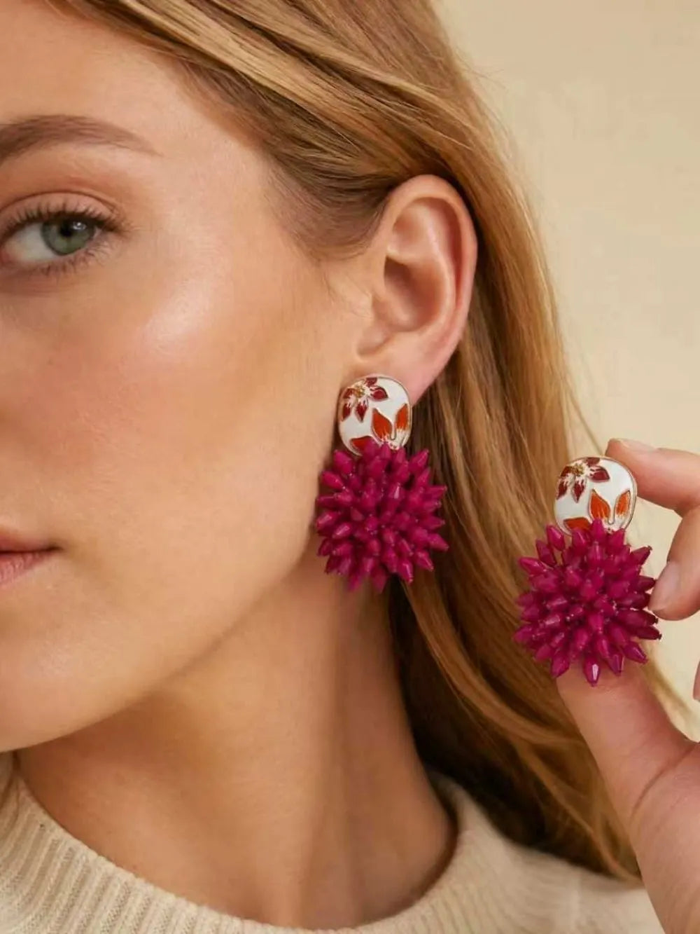 Marge Rose Red Flower Earrings Flowering Girl