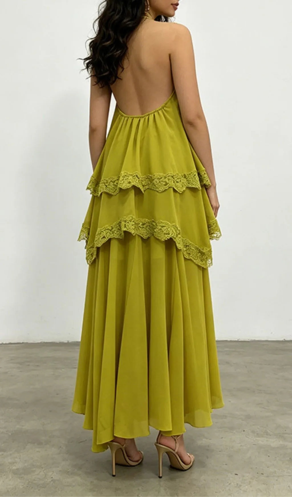 Laurelin Green Halter Maxi Dress Flowering Girl