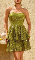 Taevorin Strapless Flower Sequin Mini Dress Flowering Girl