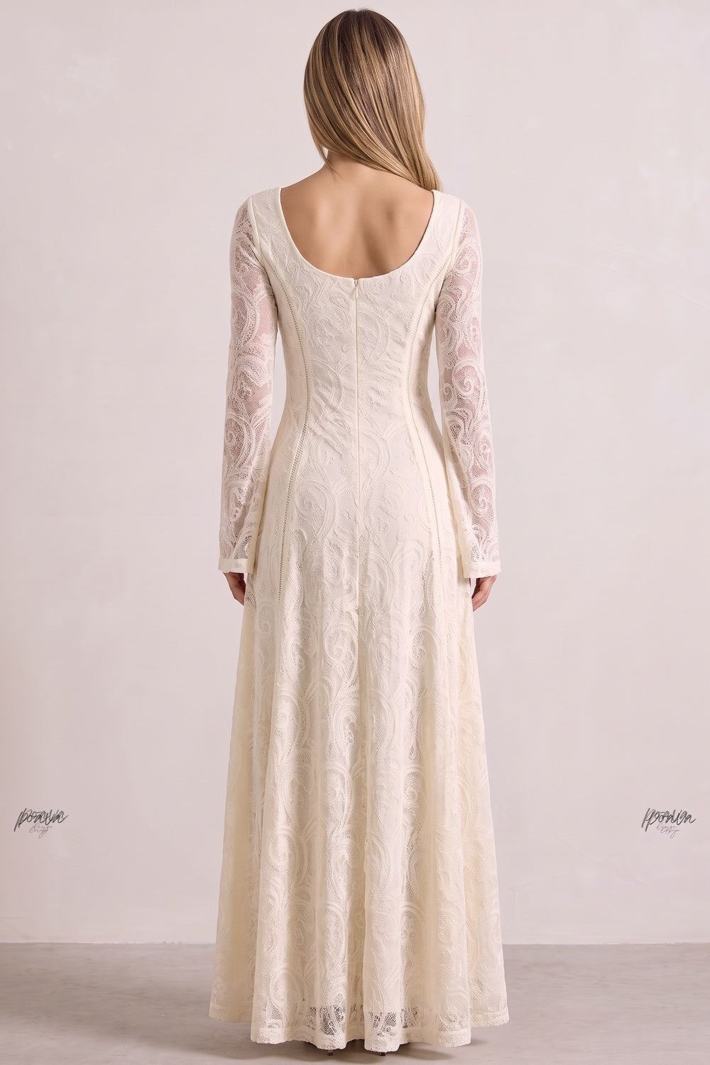 Cream Floral Lace A-Line Maxi Dress Flowering Girl