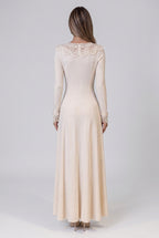 Cream Fine Knit Jersey Fit-and-Flare Dress Flowering Girl