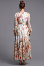 Cream Chiffon A-Line Tiered Maxi Dress Flowering Girl
