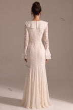 Cream Floral Lace Mermaid Floor-Length Dress Flowering Girl