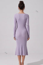 Lavender Ribbed Knit Mermaid Midi Dress Flowering Girl