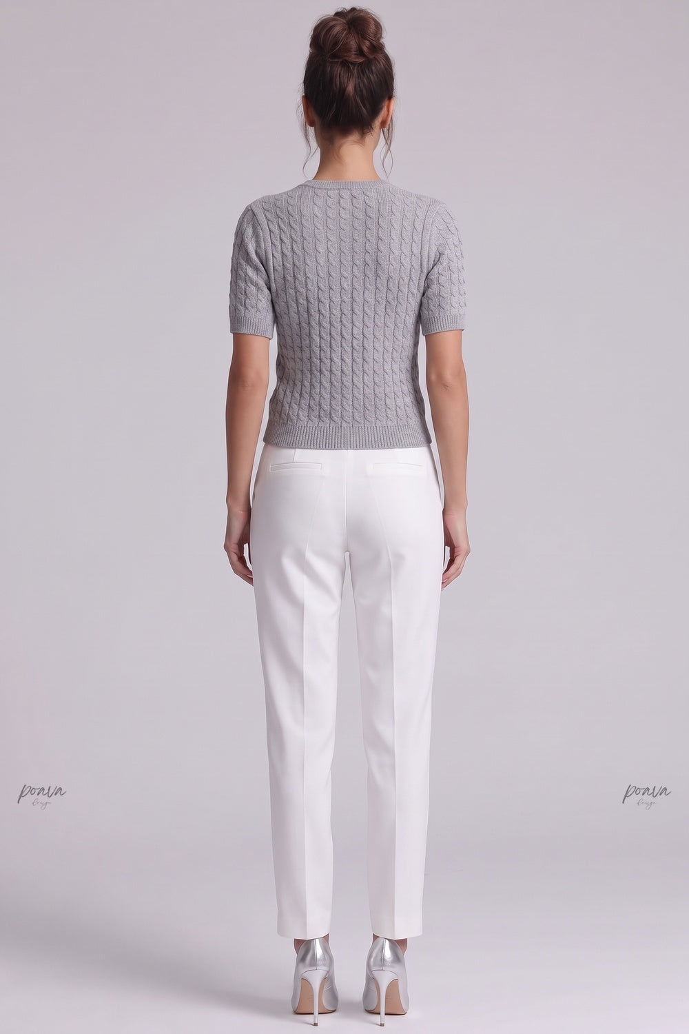 Heather Grey Cable-Knit Fitted Cardigan Flowering Girl