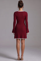 Burgundy Ribbed Knit Fit-and-Flare Dress Flowering Girl