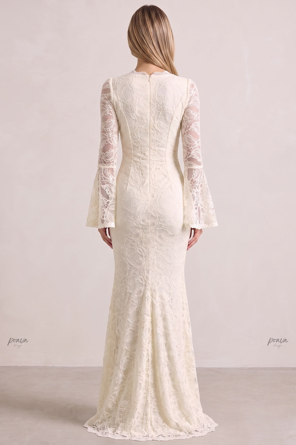 Cream Floral Lace Mermaid Maxi Dress Flowering Girl