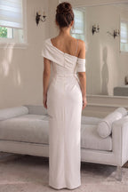 Ivory Crepe Column Maxi Dress Flowering Girl