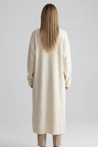 cream fuzzy knit straight oversized open-front long cardigan Flowering Girl