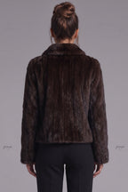 Dark Brown Fur Boxy Cropped Jacket Flowering Girl