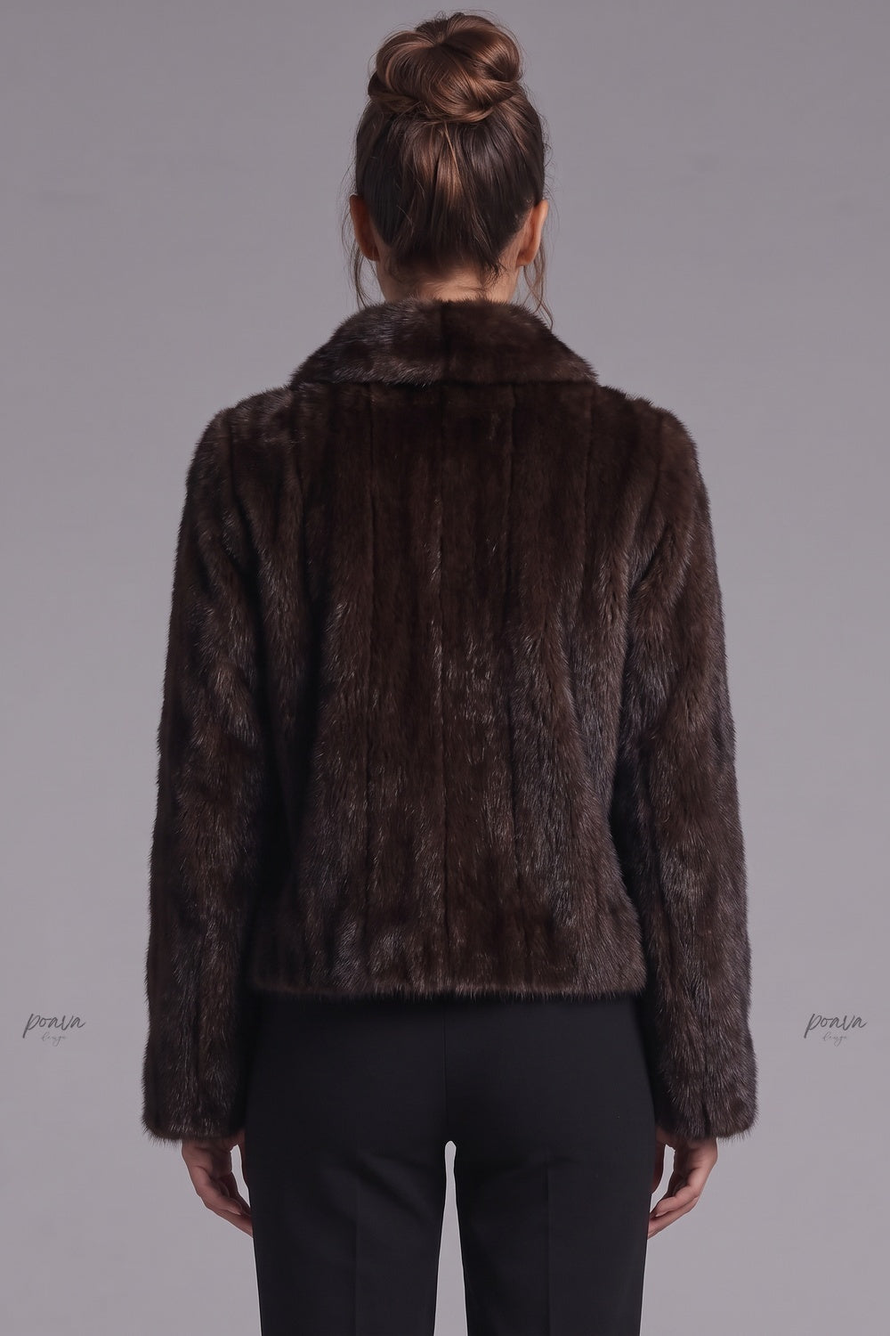 Dark Brown Fur Boxy Cropped Jacket Flowering Girl