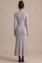 Heather Grey Ribbed Knit Column-to-Flare Dress Flowering Girl