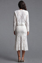 White Floral Corded Lace Two-Piece Skirt Suit Flowering Girl