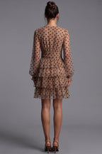 Beige Sheer Mesh Fit-and-Flare Tiered Dress Flowering Girl