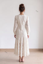 Ivory Lace Drop-Waist Trumpet Dress Flowering Girl