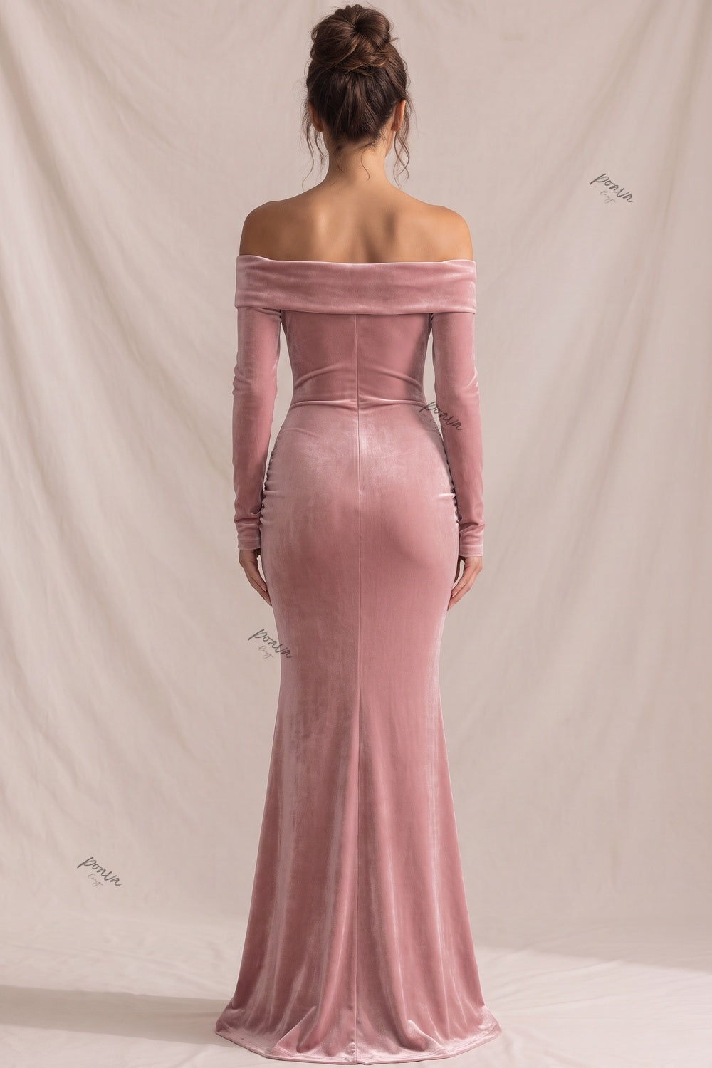 Dusty Pink Velvet Mermaid Dress Flowering Girl