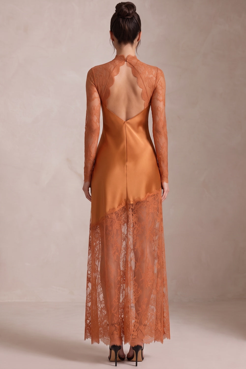 Copper Satin Asymmetrical Sheath Dress Flowering Girl