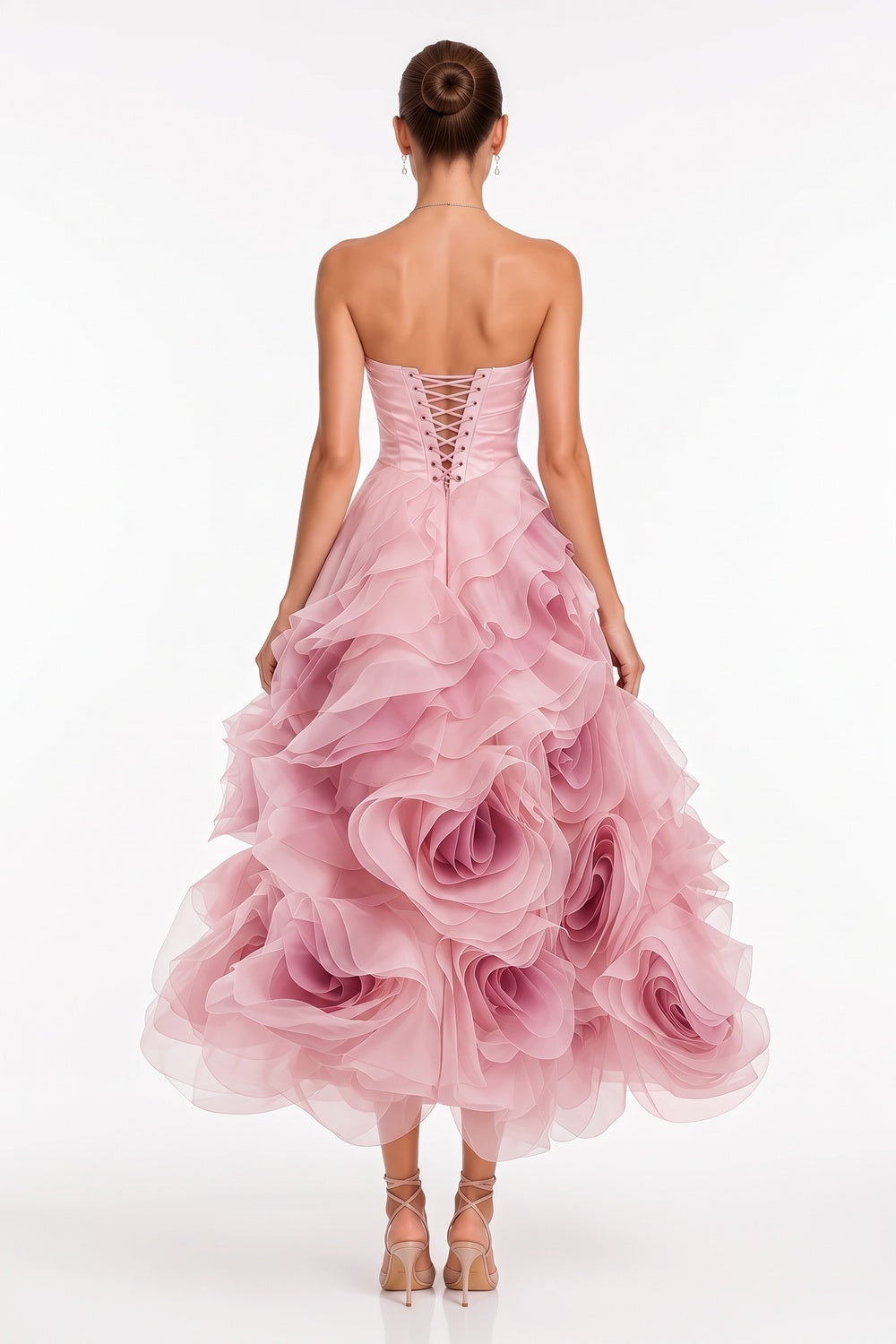 Dusty Pink Organza A-Line Ballgown Dress Flowering Girl