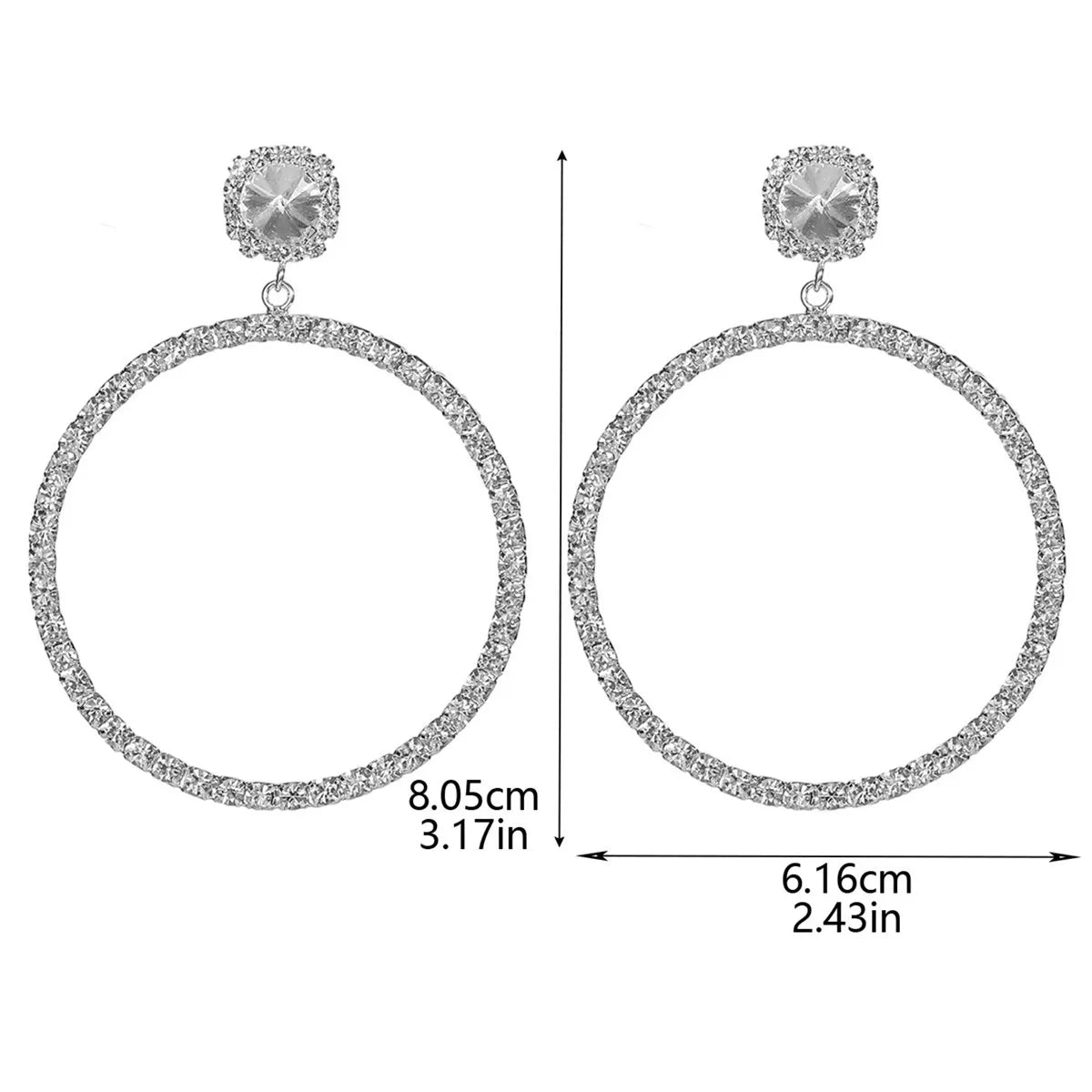 Silver Diamante Hoop Drop Earrings Flowering Girl