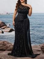 Mare Black Sequin Plus Size Maxi Dress Flowering Girl