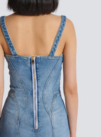 Buttoned denim mini dress in blue Flowering Girl