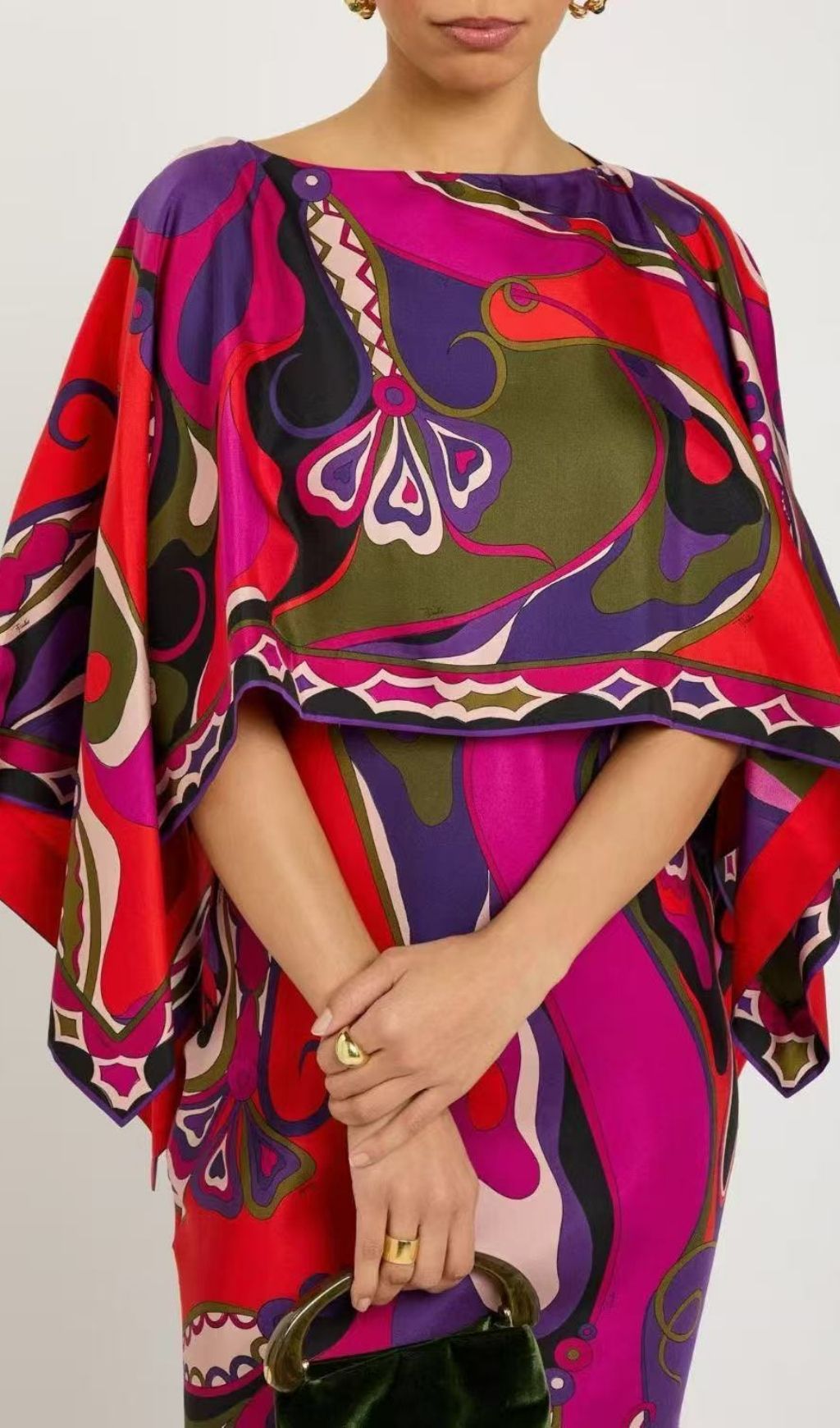 Keller Strappy Printed Maxi Dress With Cape Flowering Girl