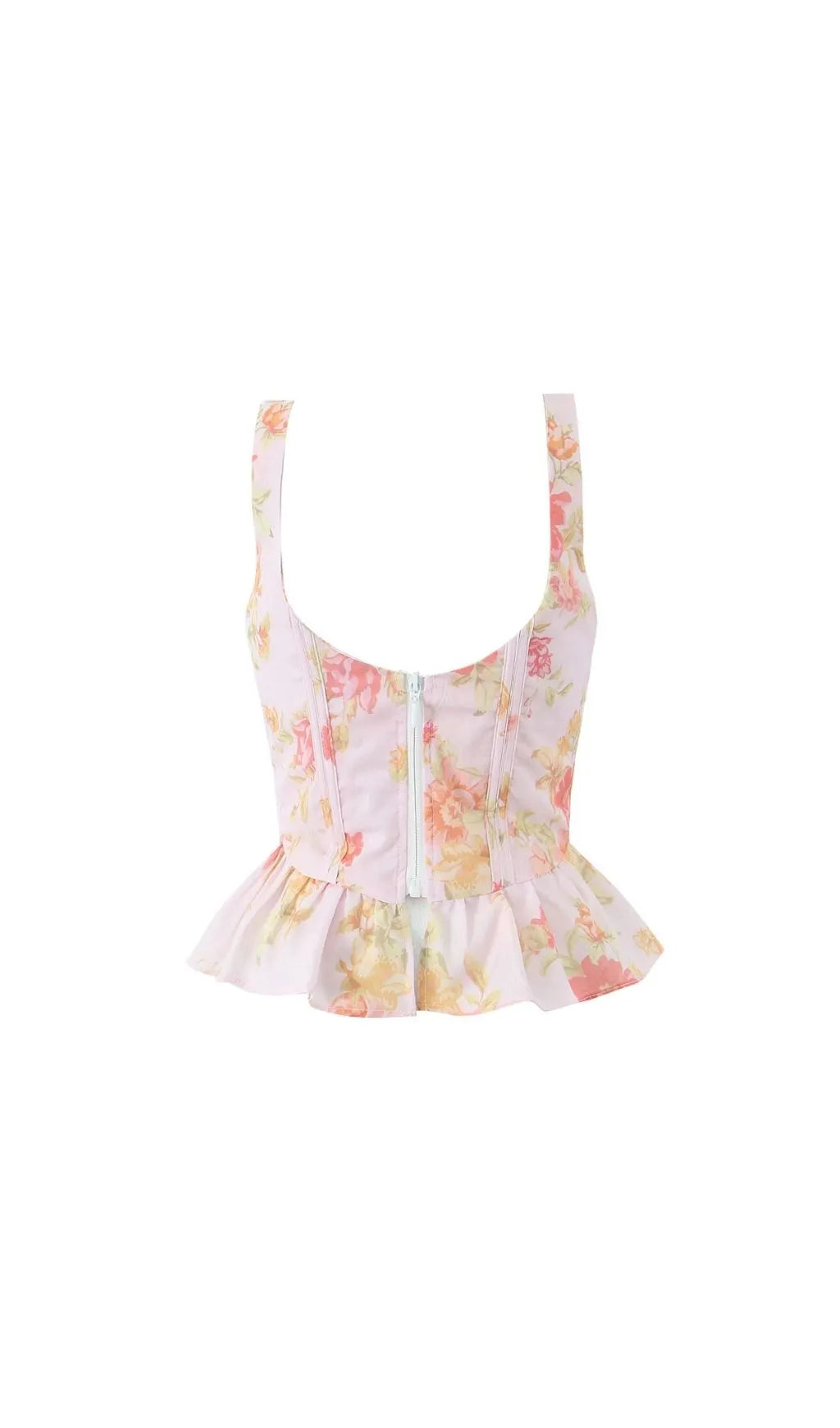 Lethia Pink Printed Corset Top Flowering Girl