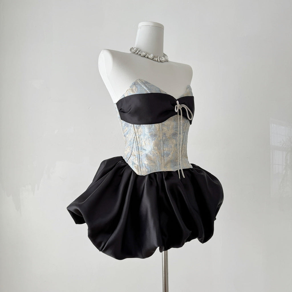 Bethari Strapless Corset Puffy Mini Dress Flowering Girl
