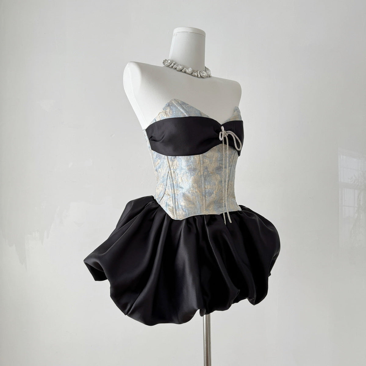 Bethari Strapless Corset Puffy Mini Dress Flowering Girl