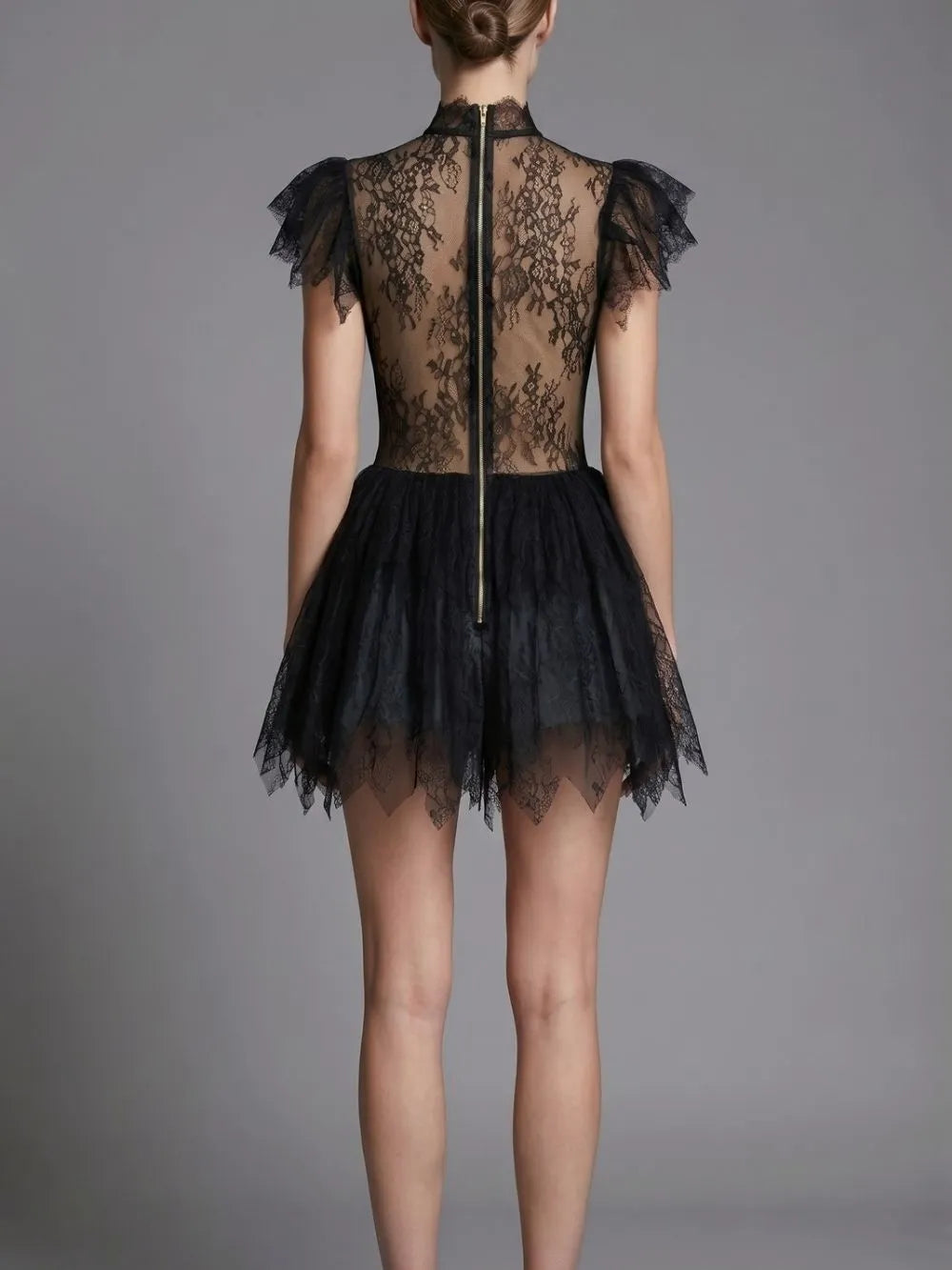 Makis Black Lace Mini Dress Flowering Girl